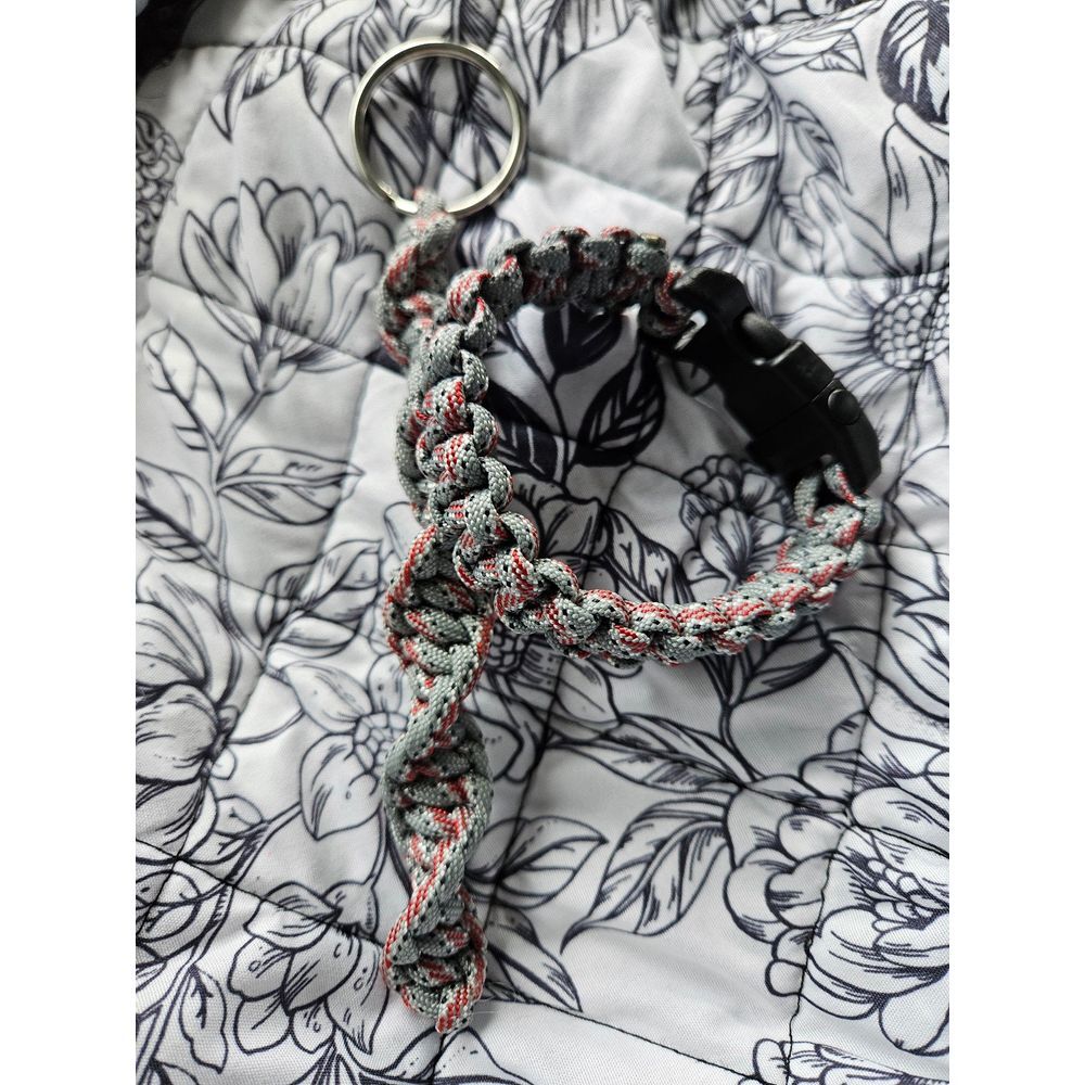 Handmade paracord‎ bracelet and keychain red gray new